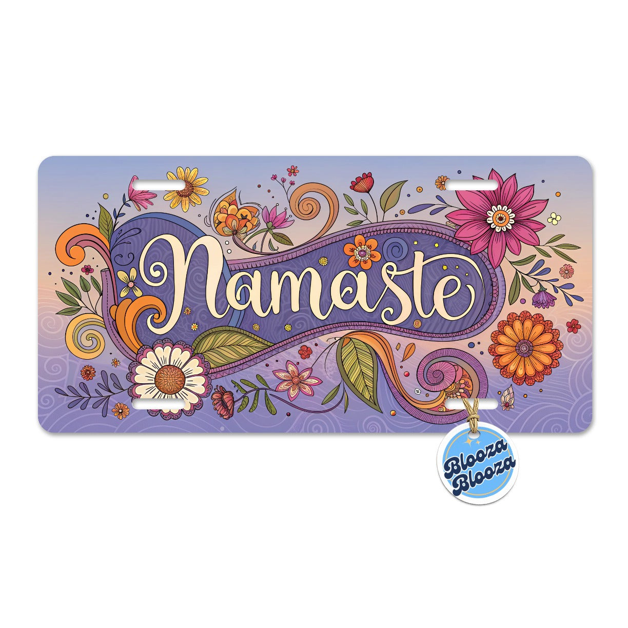 Namaste Hippie Flower Floral Yoga Metal Vanity Novelty Tag License Plate for Trucks Cars SUVs