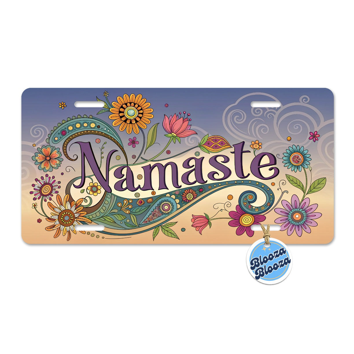 Namaste Yoga Hippie Flower Power Metal Vanity Novelty Tag License Plate for Trucks Cars SUVs