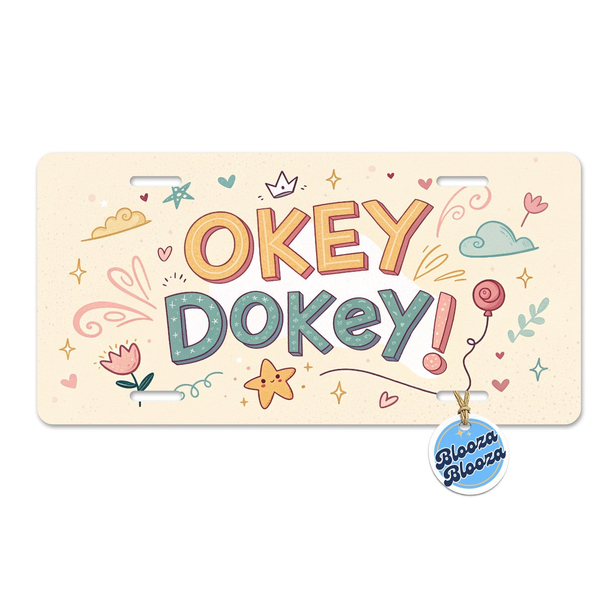 Okey Dokey Cute Metal Vanity Novelty Tag License Plate for Trucks Cars SUVs