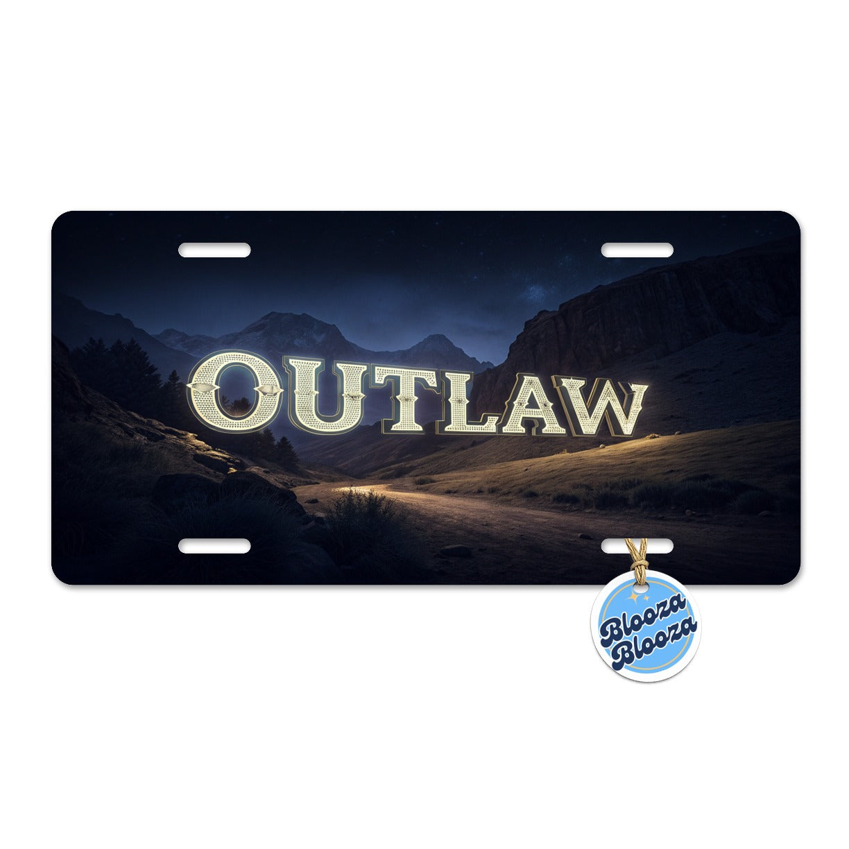 Outlaw Country Night Metal Vanity Novelty Tag License Plate for Trucks Cars SUVs