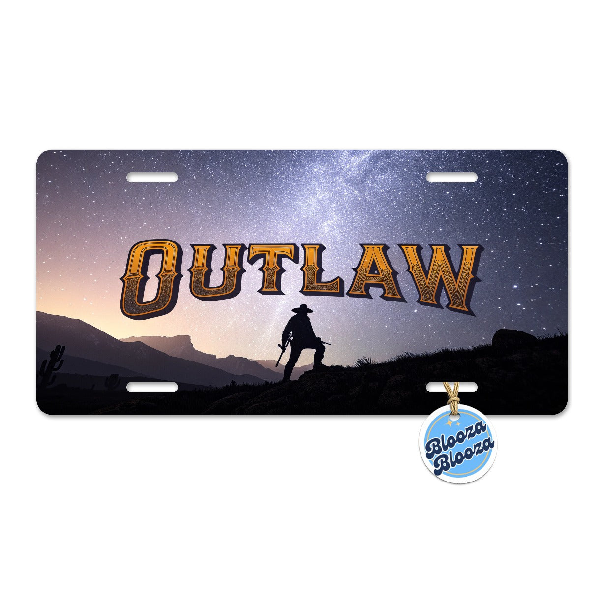 Outlaw Cowboy Desperado Metal Vanity Novelty Tag License Plate for Trucks Cars SUVs