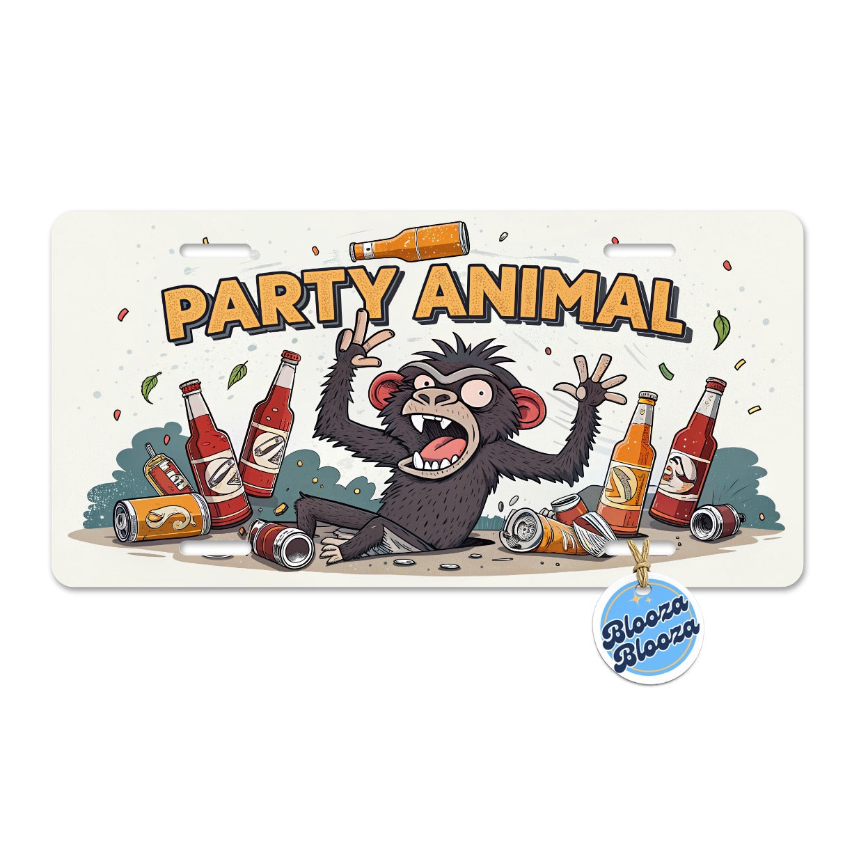 Party Animal Crazy Monkey Metal Vanity Novelty Tag License Plate for Trucks Cars SUVs