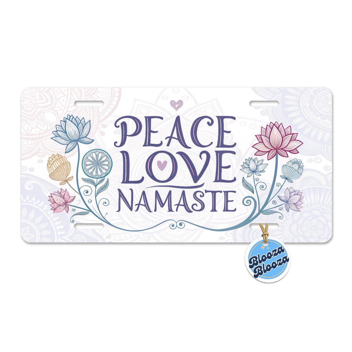 Peace Love Namaste Floral Metal Vanity Novelty Tag License Plate for Trucks Cars SUVs