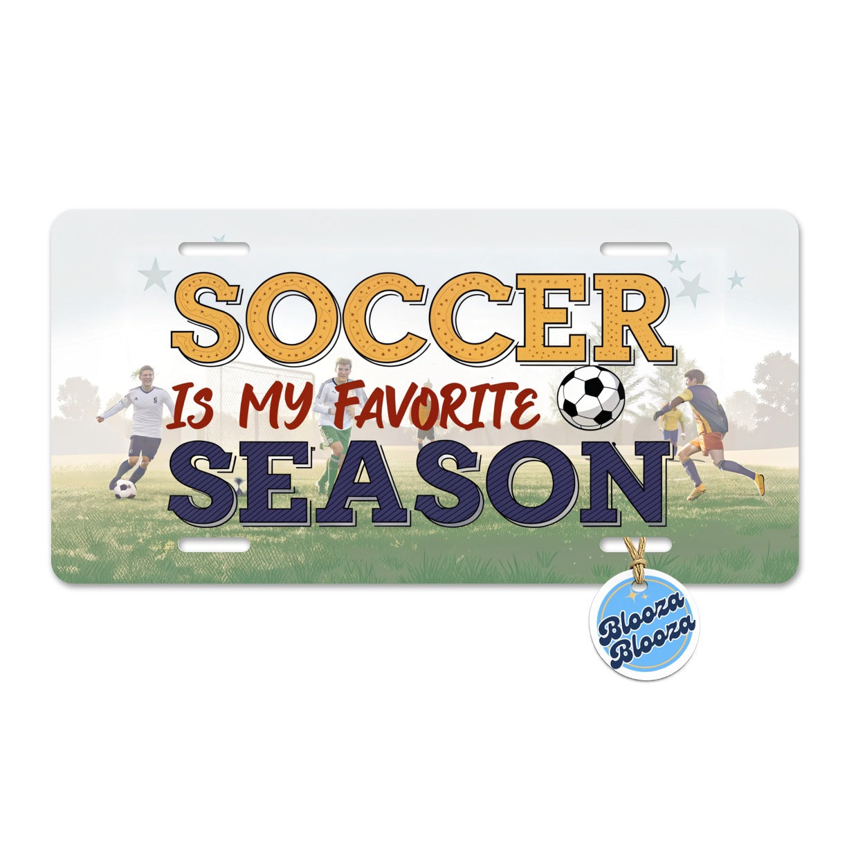 Soccer Is My Favorite Season Funny Metal Vanity Novelty Tag License Plate for Trucks Cars SUVs