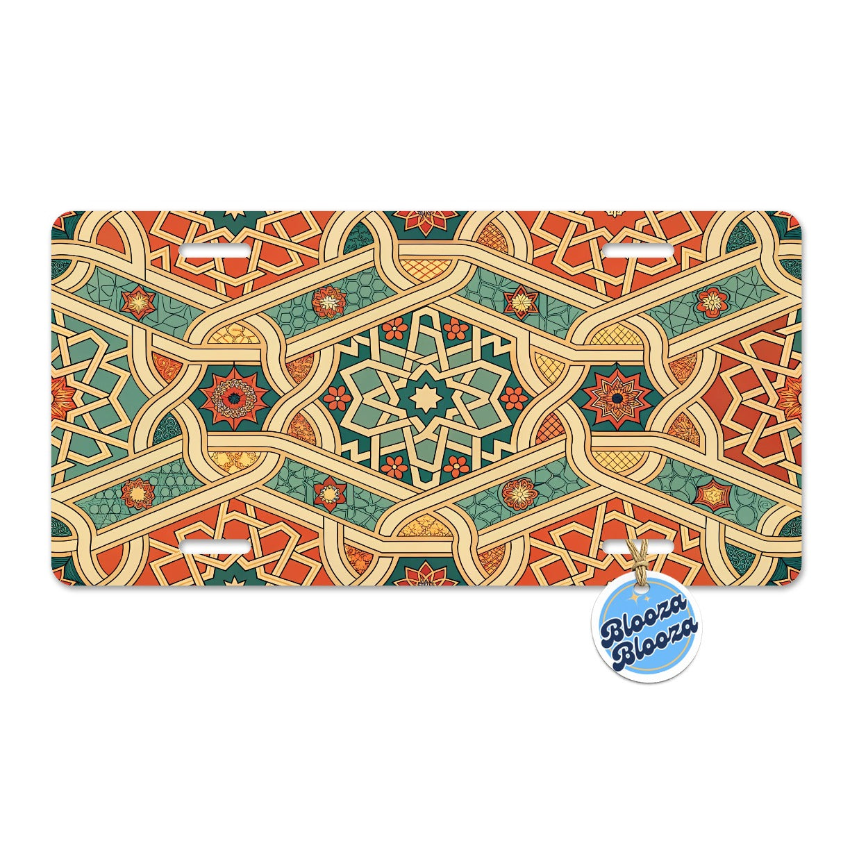 Tessellations Retro Geometric Pattern Metal Vanity Novelty Tag License Plate for Trucks Cars SUVs