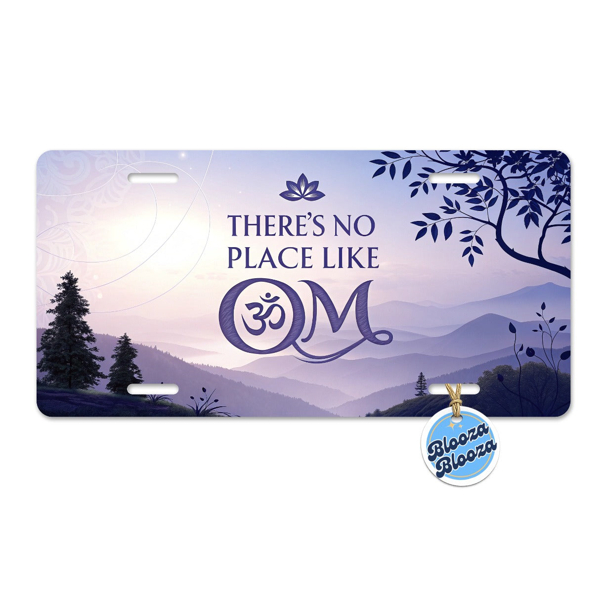 There's No Place Like Om Funny Yoga Metal Vanity Novelty Tag License Plate for Trucks Cars SUVs