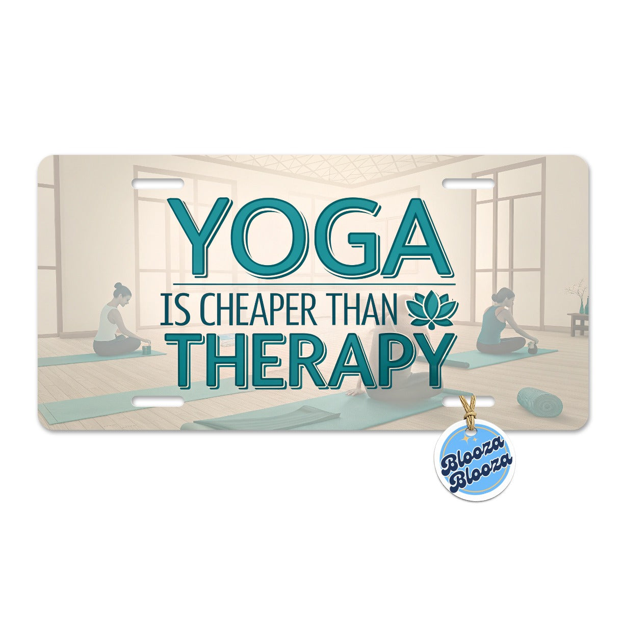 Yoga Is Cheaper Than Therapy Funny Metal Vanity Novelty Tag License Plate for Trucks Cars SUVs
