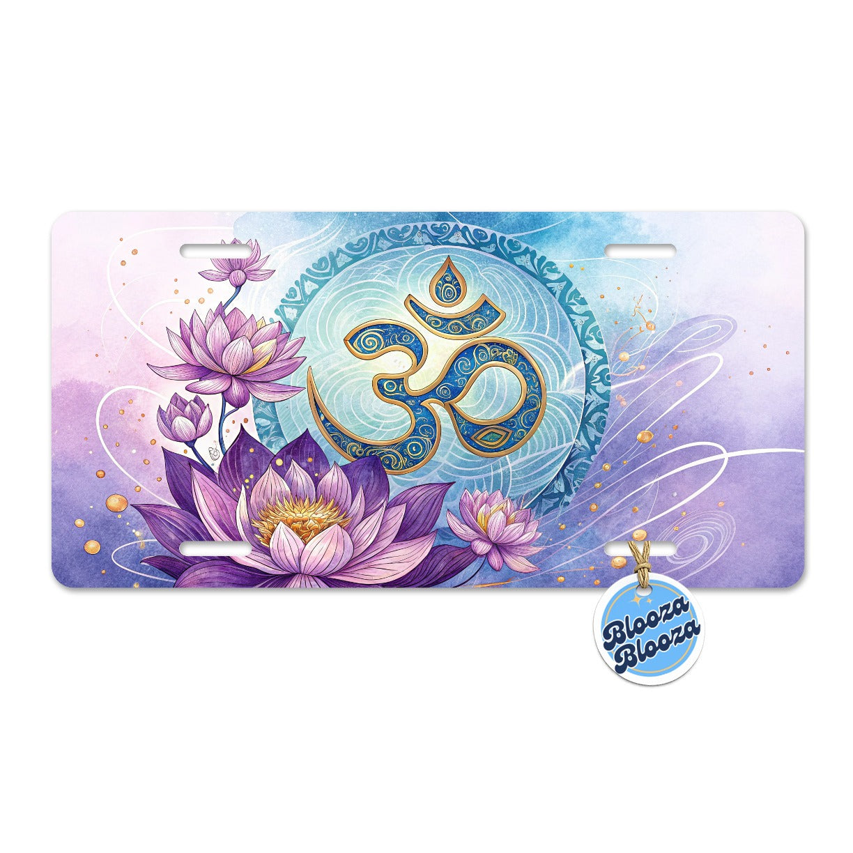Yoga Om Aum Lotus Flower Metal Vanity Novelty Tag License Plate for Trucks Cars SUVs