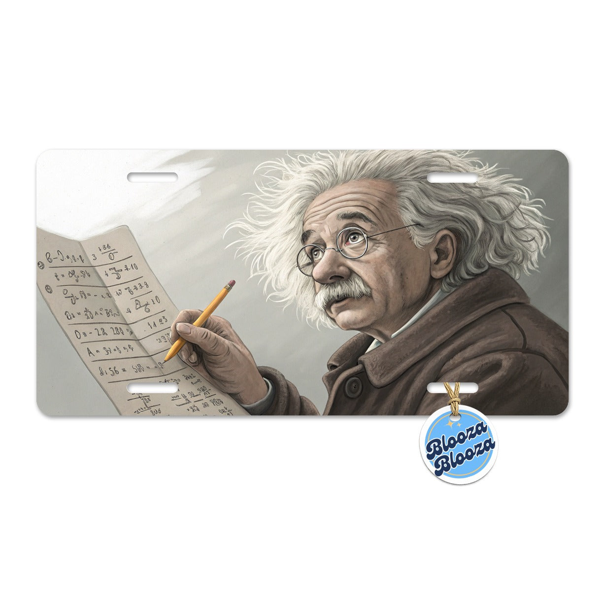 Albert Einstein Genius Portrait Metal Vanity Novelty Tag License Plate for Trucks Cars SUVs