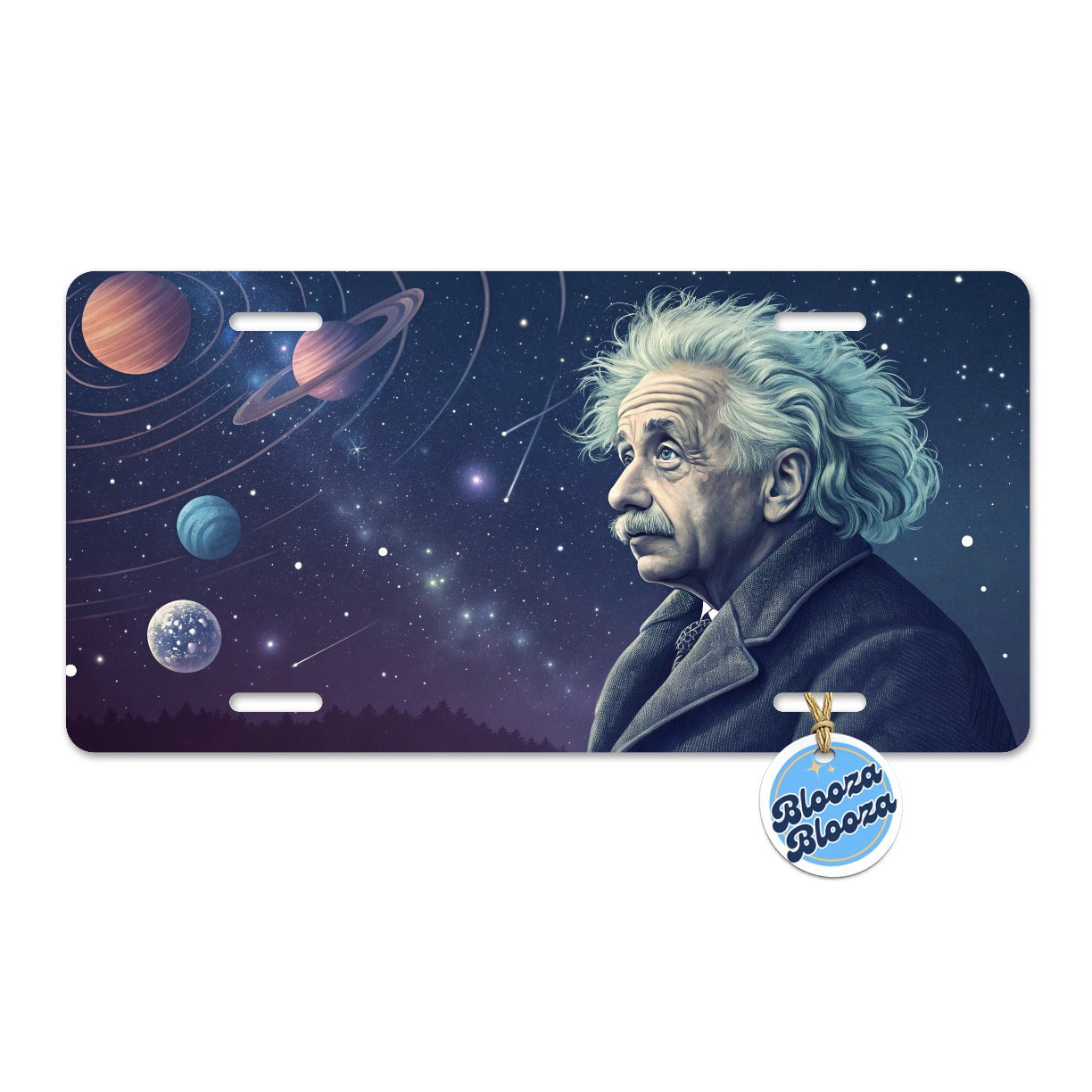 Albert Einstein Genius Space Metal Vanity Novelty Tag License Plate for Trucks Cars SUVs