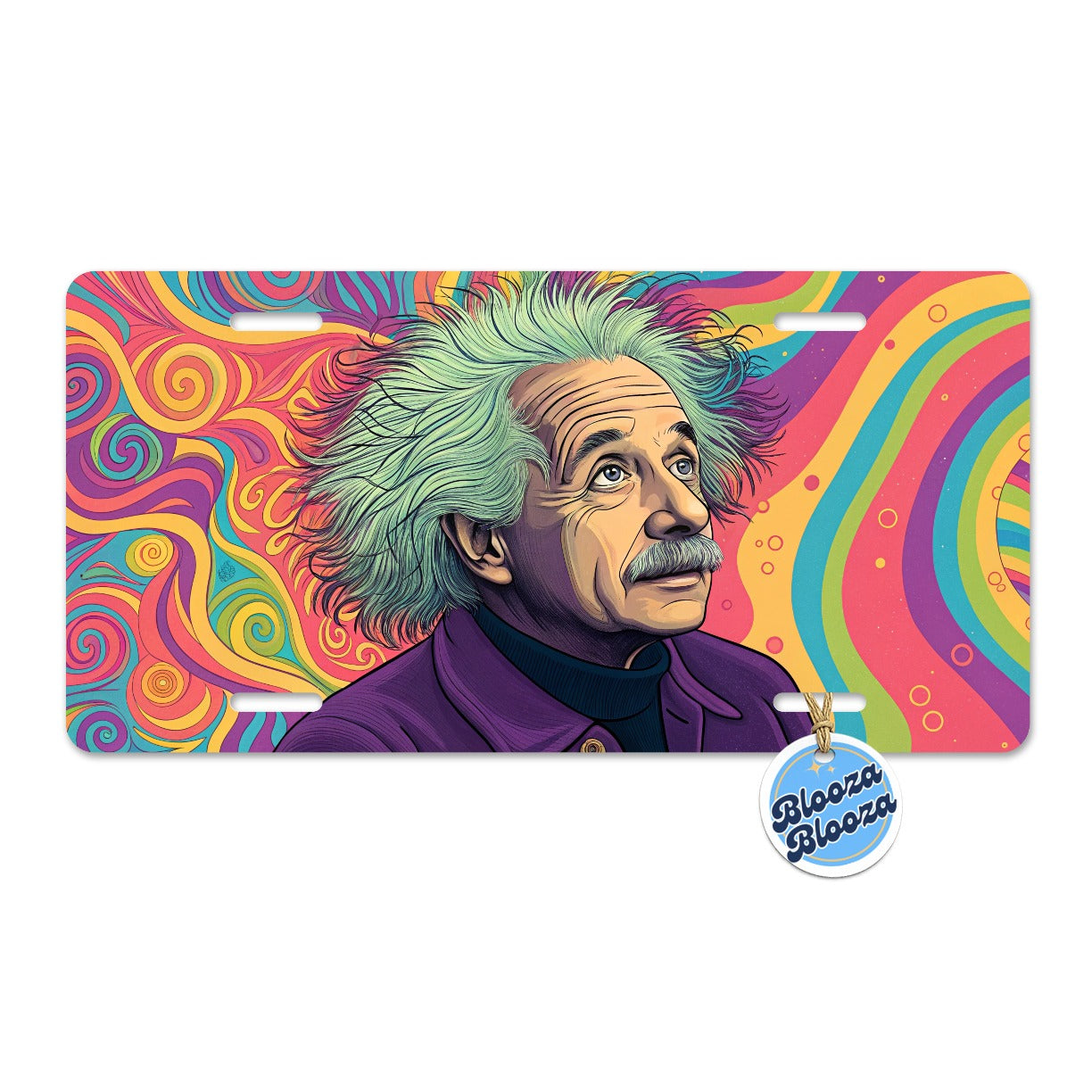 Albert Einstein Psychedelic Metal Vanity Novelty Tag License Plate for Trucks Cars SUVs