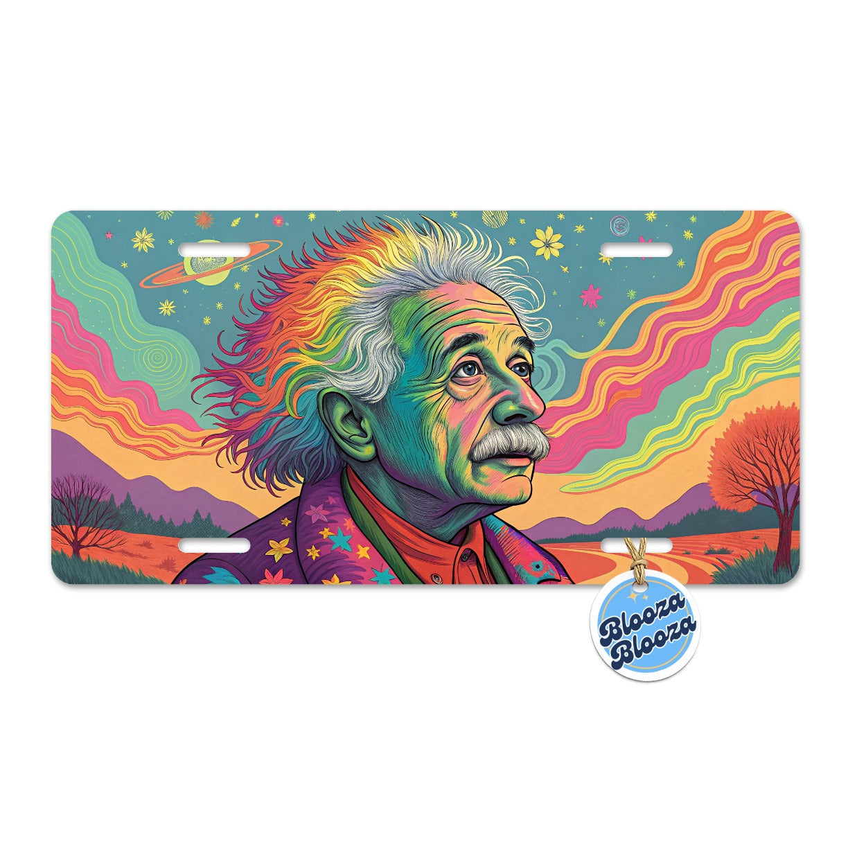 Albert Einstein Rainbow Energy Metal Vanity Novelty Tag License Plate for Trucks Cars SUVs