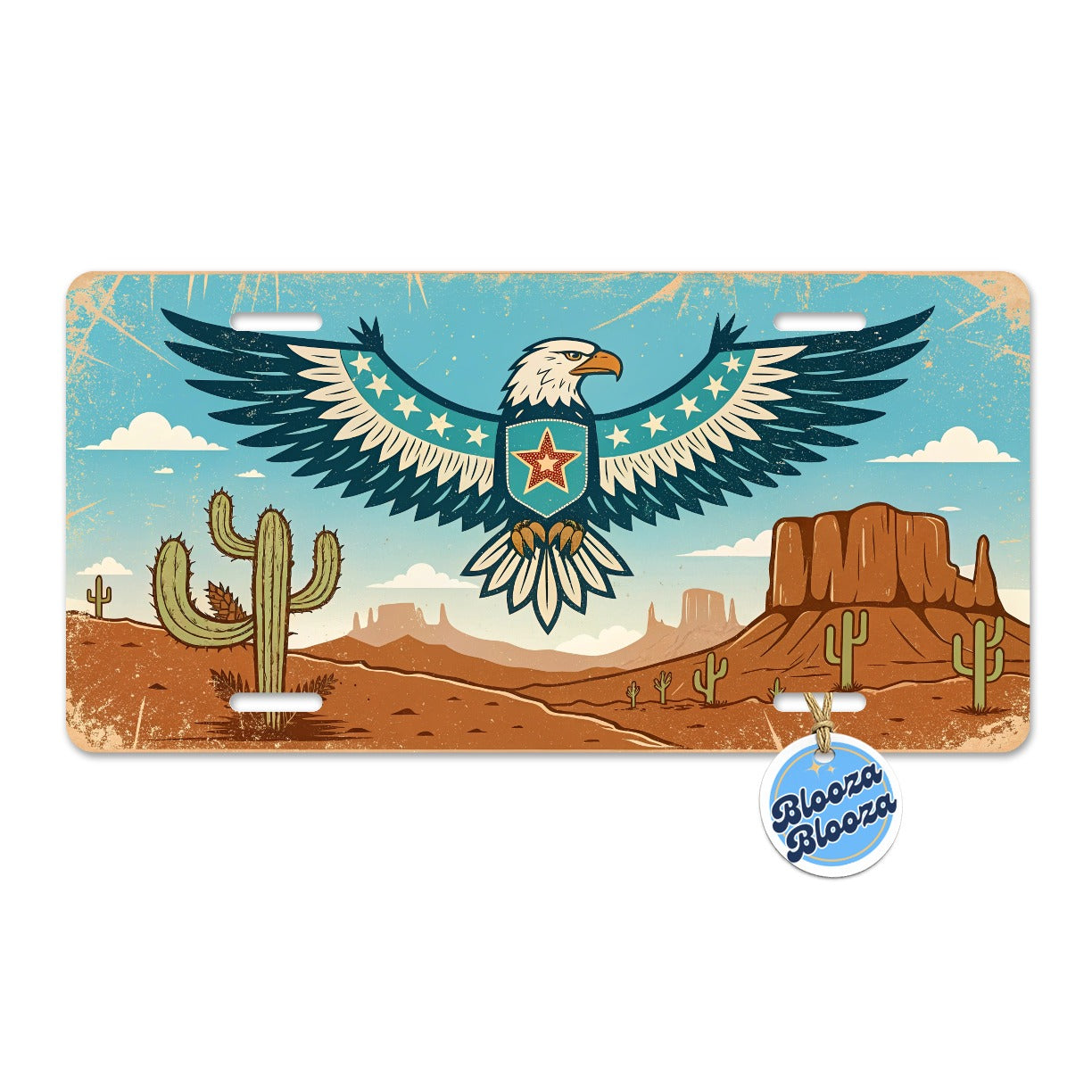 American Eagle Western Southwestern Metal Vanity Novelty Tag License Plate for Trucks Cars SUVs