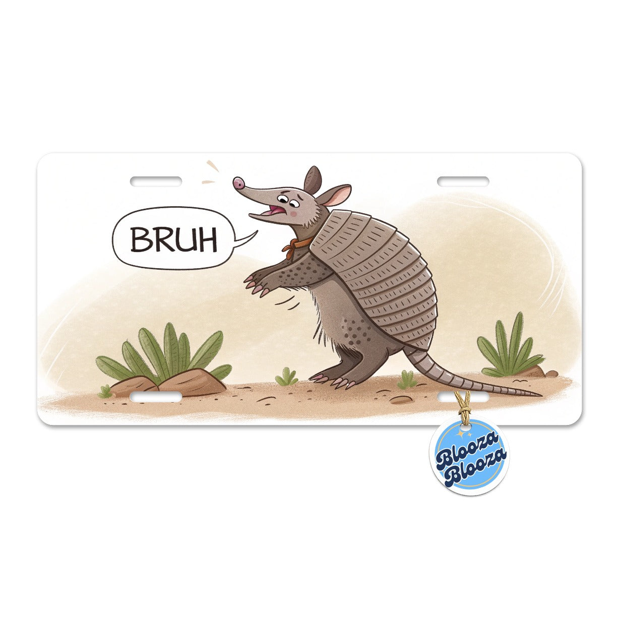 Armadillo Bruh Funny Metal Vanity Novelty Tag License Plate for Trucks Cars SUVs