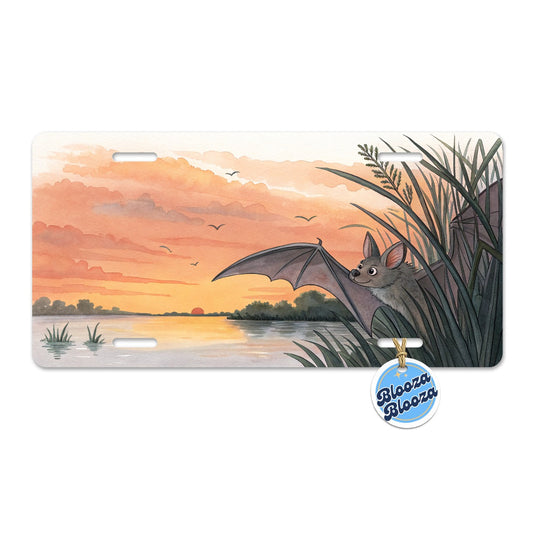 Bat Sunset Nature Scene Metal Vanity Novelty Tag License Plate for Trucks Cars SUVs