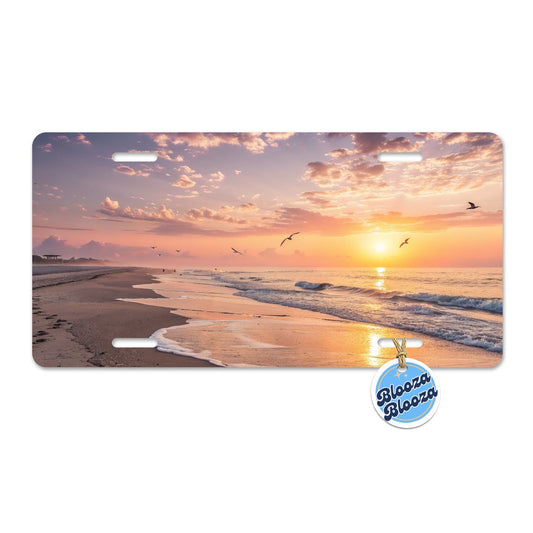 Beach Sunrise Ocean Metal Vanity Novelty Tag License Plate for Trucks Cars SUVs