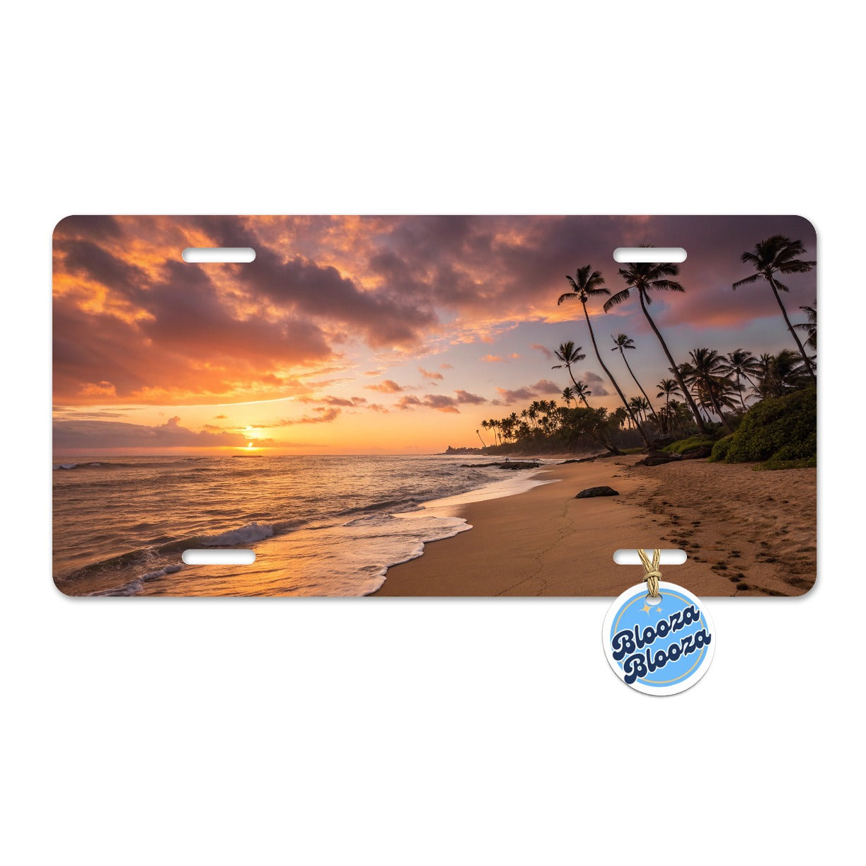Beach Sunrise Sunset Ocean Tropical Metal Vanity Novelty Tag License Plate for Trucks Cars SUVs