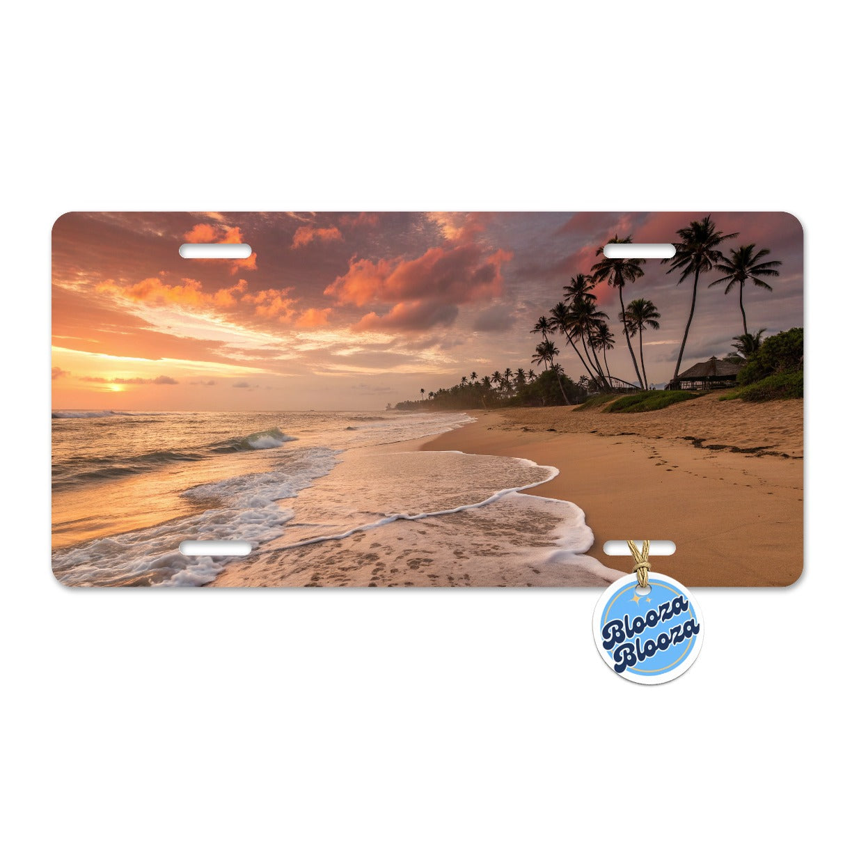 Beach Sunset Tropical Ocean Island Metal Vanity Novelty Tag License Plate for Trucks Cars SUVs