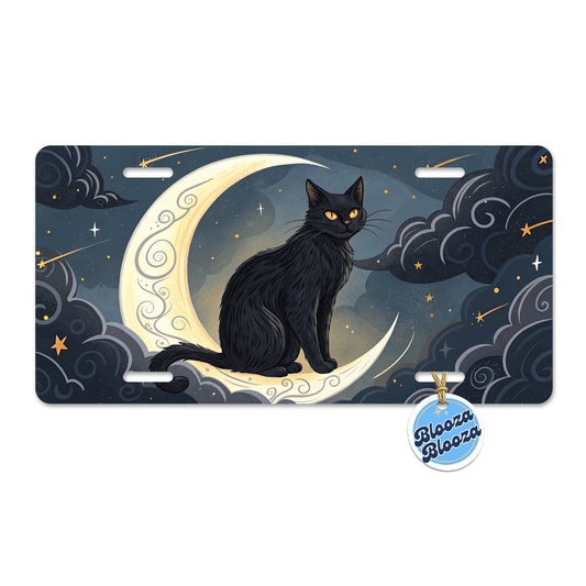 Black Cat Tarot Moon Metal Vanity Novelty Tag License Plate for Trucks Cars SUVs