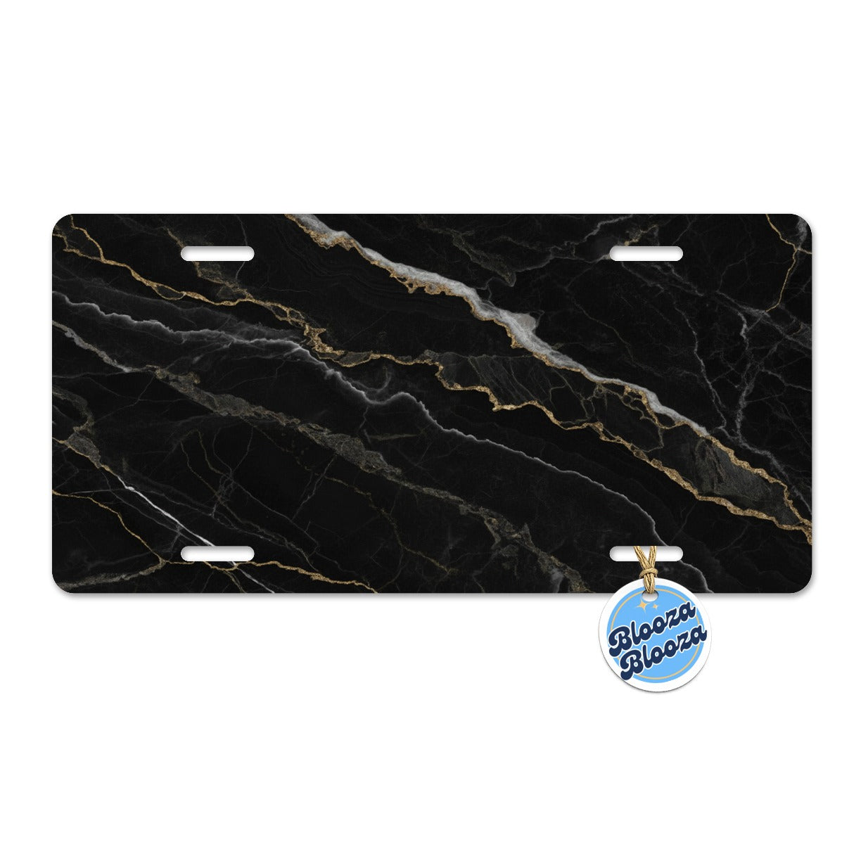 Black Marble Metal Vanity Novelty Tag License Plate for Trucks Cars SUVs