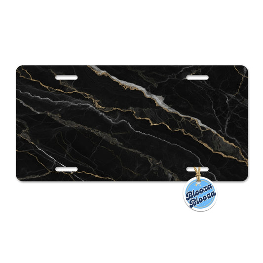 Black Marble Metal Vanity Novelty Tag License Plate for Trucks Cars SUVs