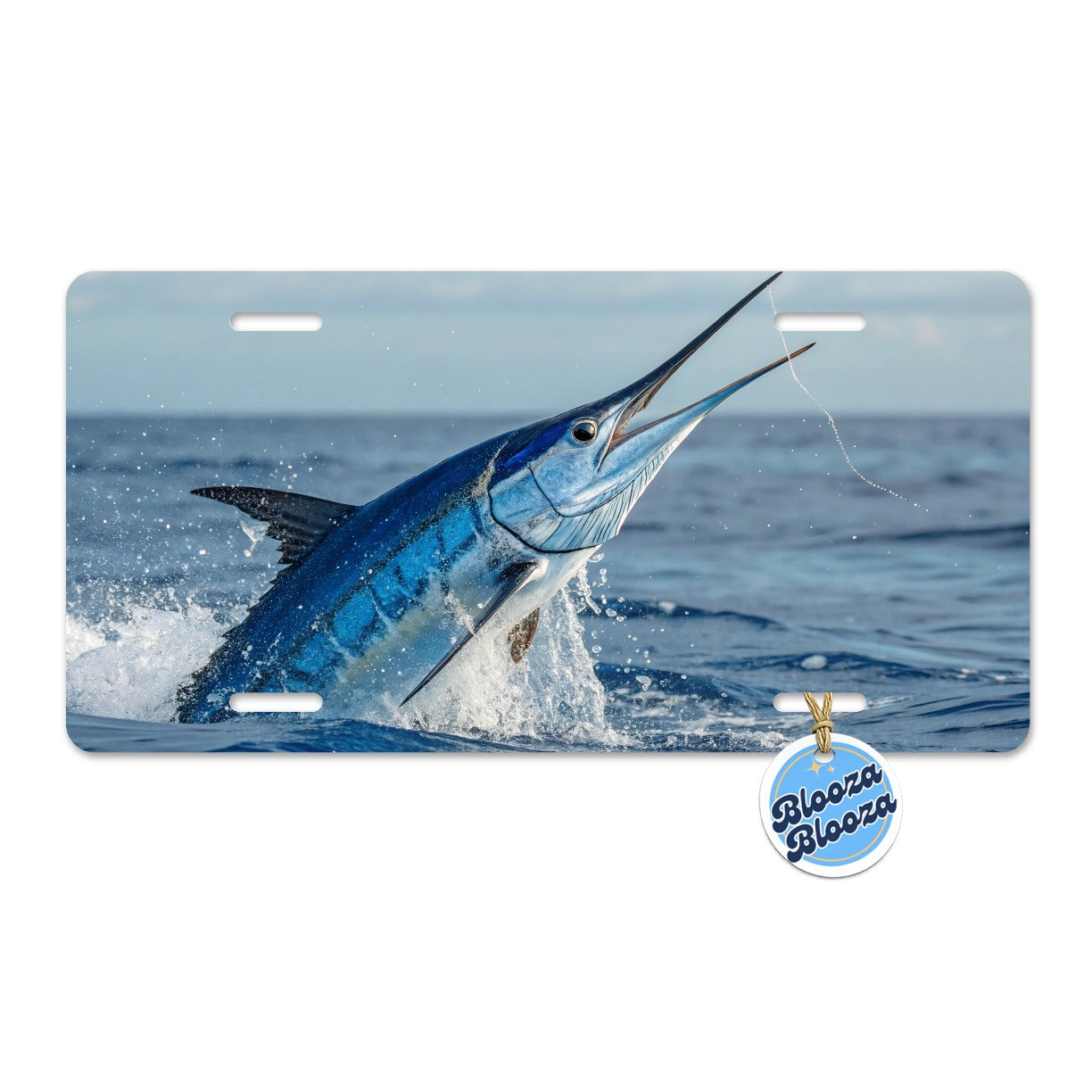Blue Marlin Deep Sea Fishing Metal Vanity Novelty Tag License Plate for Trucks Cars SUVs