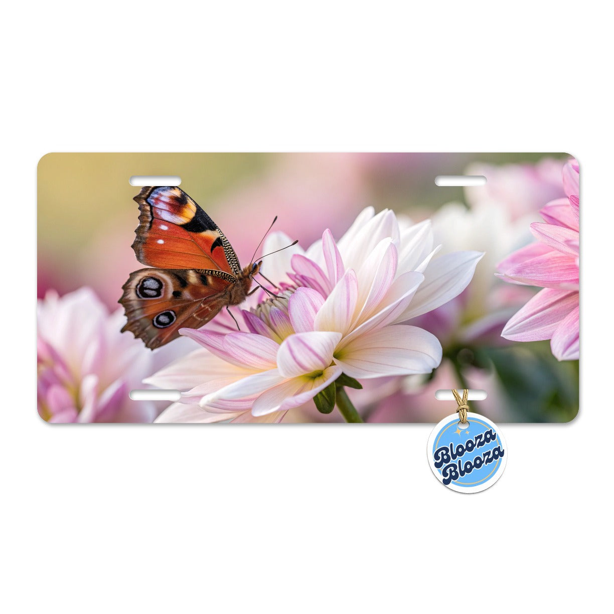 Butterfly Wildflower Garden Scene Metal Vanity Novelty Tag License Plate for Trucks Cars SUVs