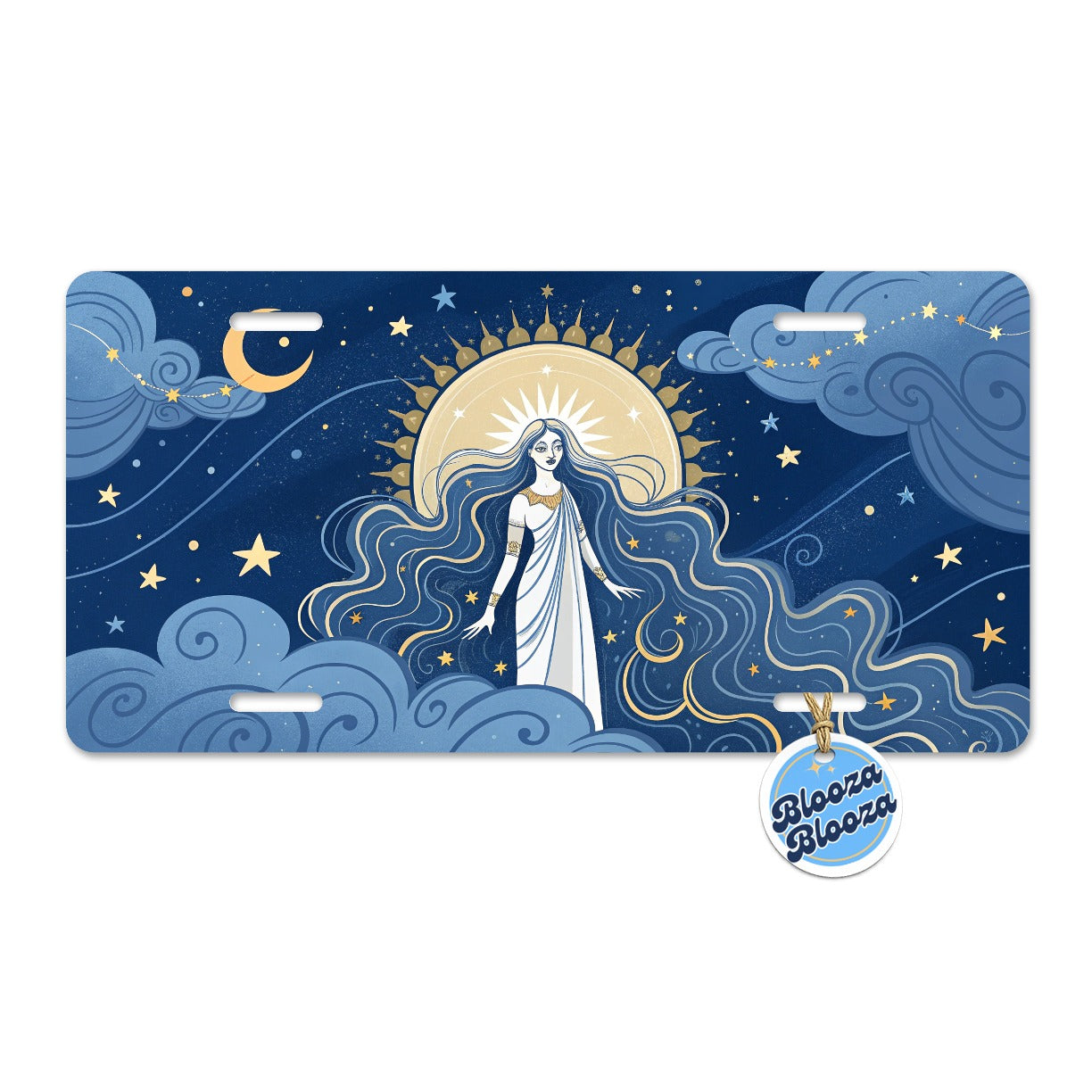 Celestial Moon Goddess Tarot Metal Vanity Novelty Tag License Plate for Trucks Cars SUVs