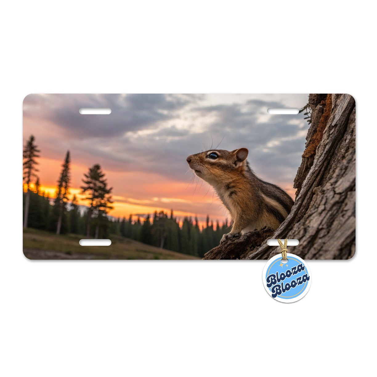 Chipmunk At Sunset Metal Vanity Novelty Tag License Plate for Trucks Cars SUVs