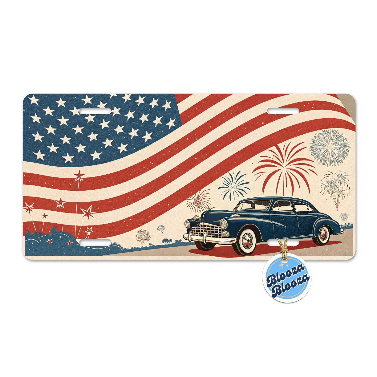 Classic USA Flag Celebration Patriotic Metal Vanity Novelty Tag License Plate for Trucks Cars SUVs