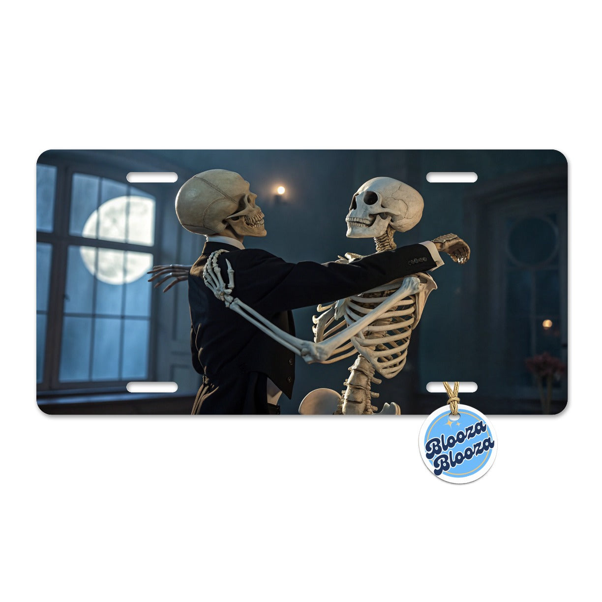 Dancing Skeleton Couple Halloween Metal Vanity Novelty Tag License Plate for Trucks Cars SUVs
