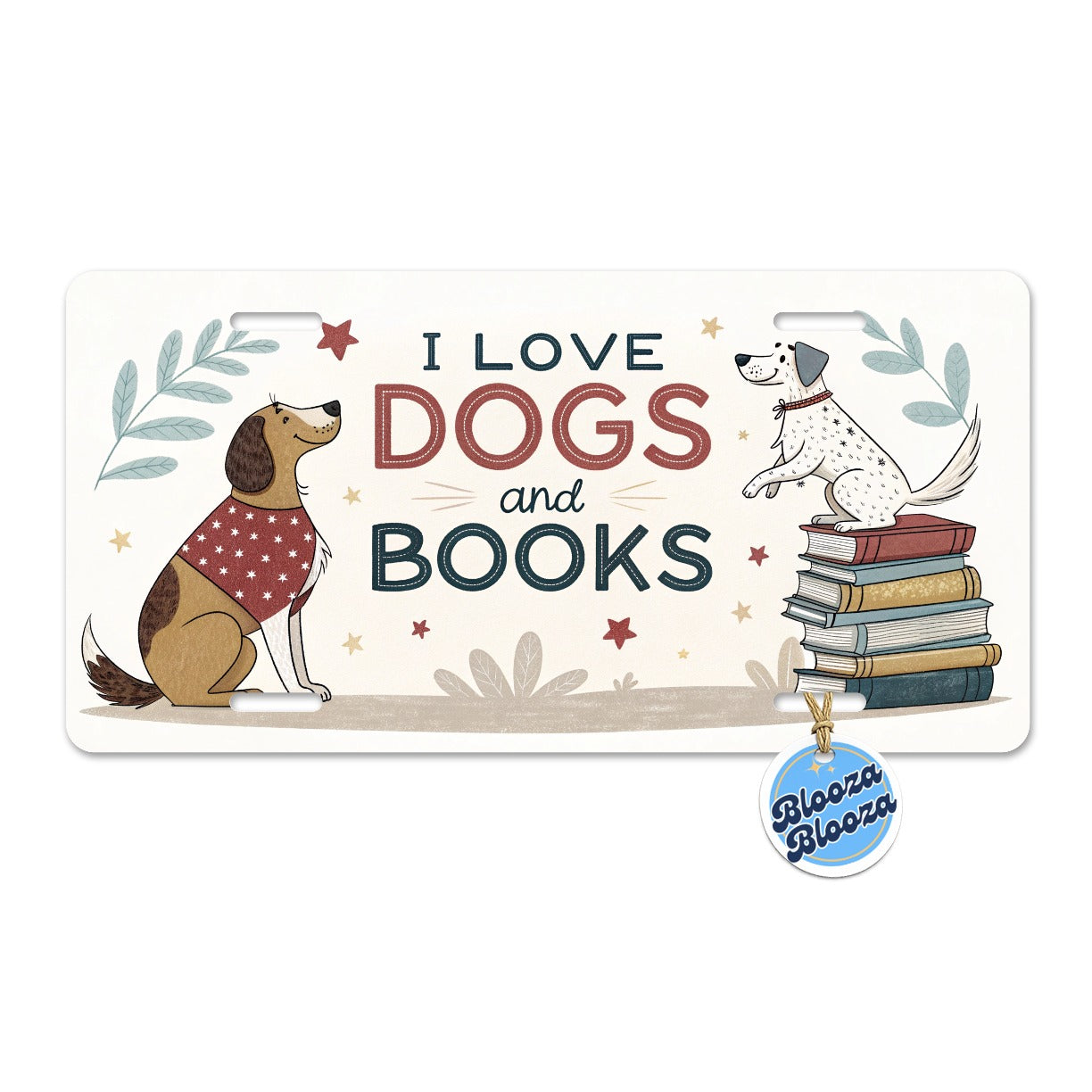 Dogs Books Love Reading Metal Vanity Novelty Tag License Plate for Trucks Cars SUVs