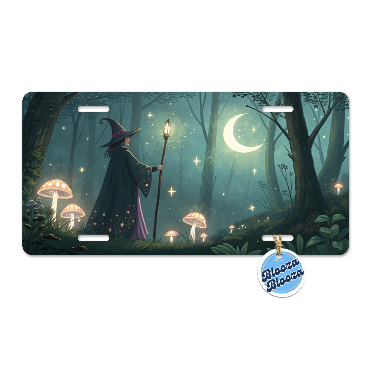 Enchanted Forest Witch Scene Metal Vanity Novelty Tag License Plate for Trucks Cars SUVs