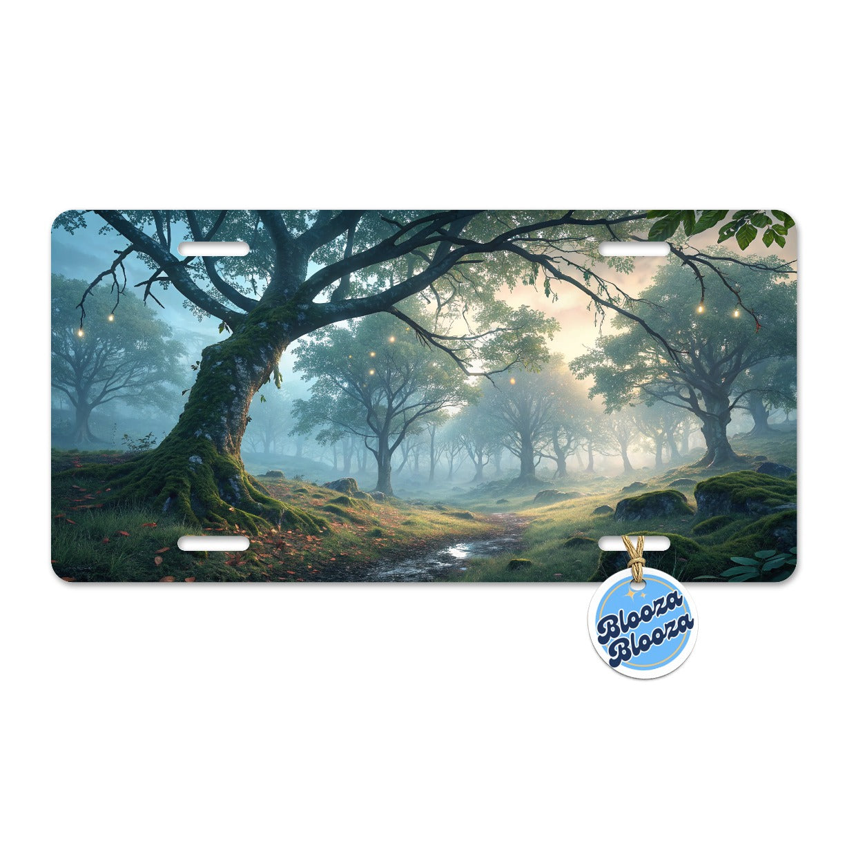 Enchanted Woodland Forest Landscape Metal Vanity Novelty Tag License Plate for Trucks Cars SUVs