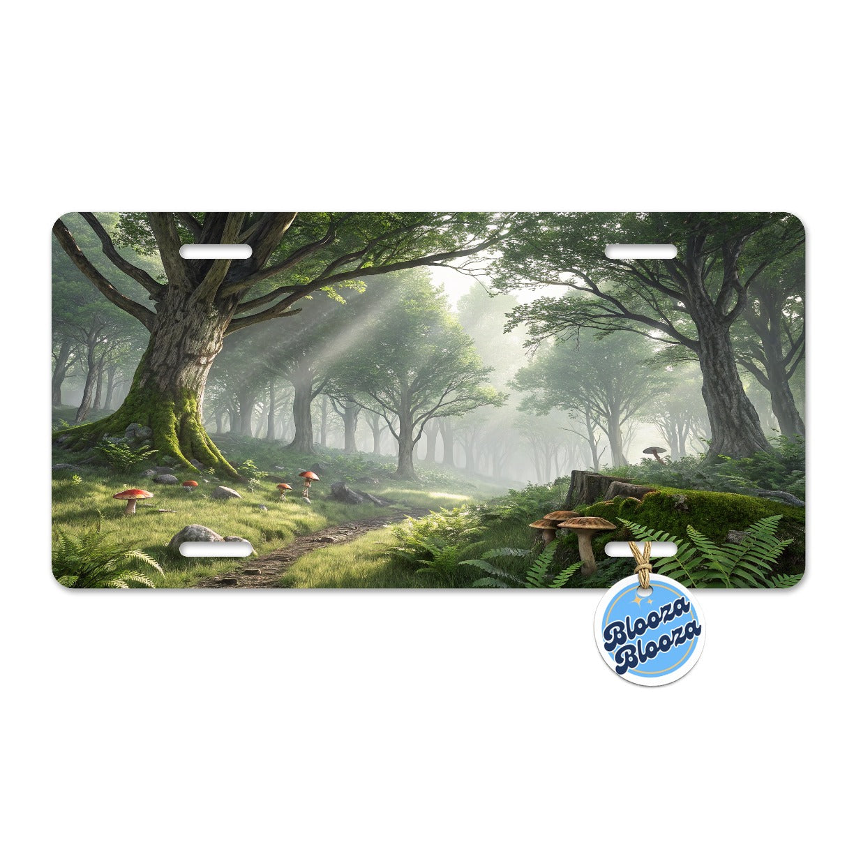 Foggy Woodland Forest Landscape Metal Vanity Novelty Tag License Plate for Trucks Cars SUVs