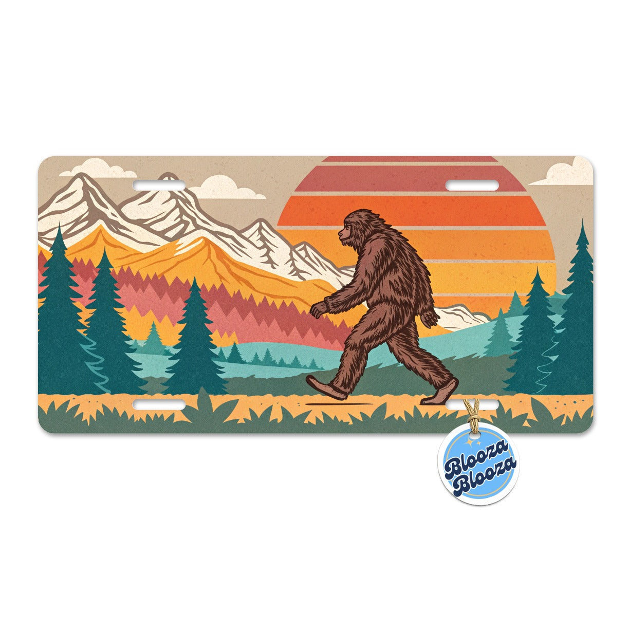 Funny Retro Sasquatch Bigfoot Walking Metal Vanity Novelty Tag License Plate for Trucks Cars SUVs
