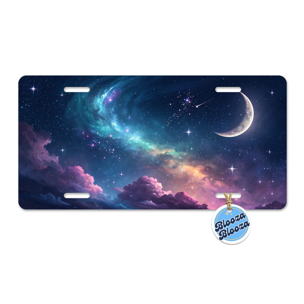 Galaxy Night Sky Moon Metal Vanity Novelty Tag License Plate for Trucks Cars SUVs