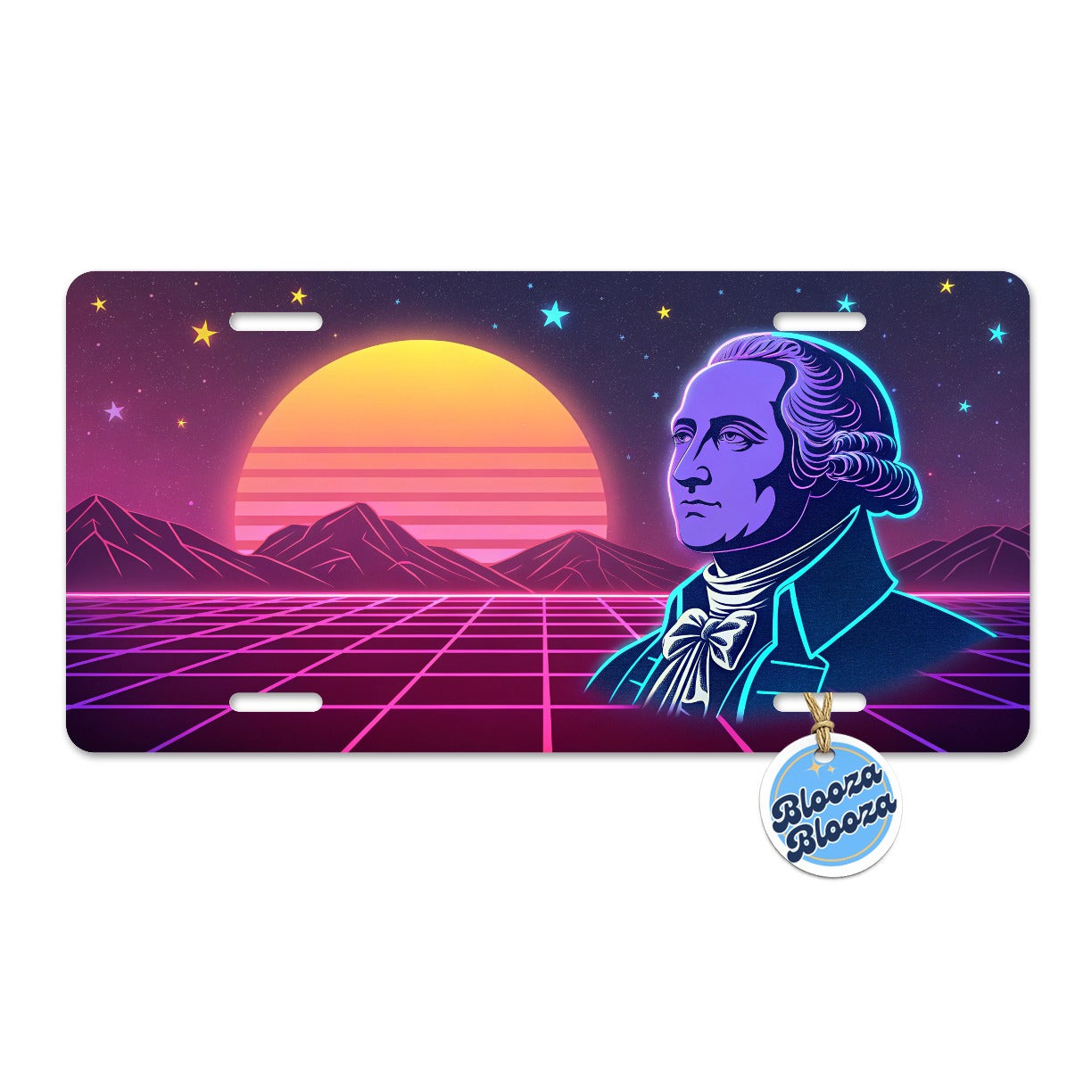 George Washington Synthwave Art Metal Vanity Novelty Tag License Plate for Trucks Cars SUVs