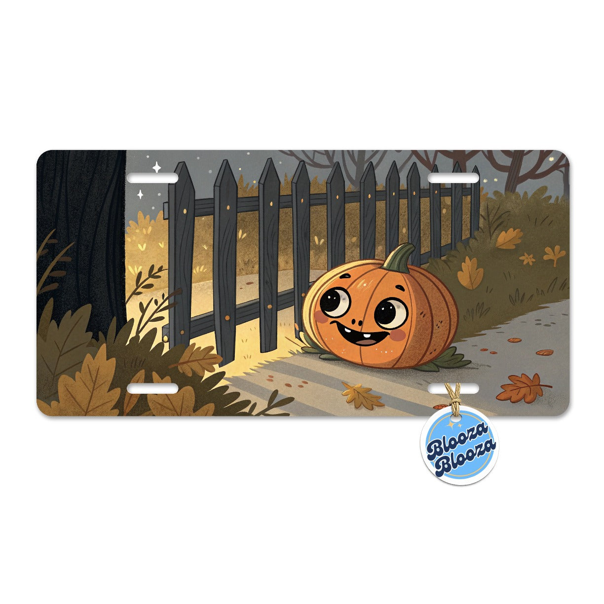 Halloween Pumpkin Jack O Lantern Fence Metal Vanity Novelty Tag License Plate for Trucks Cars SUVs
