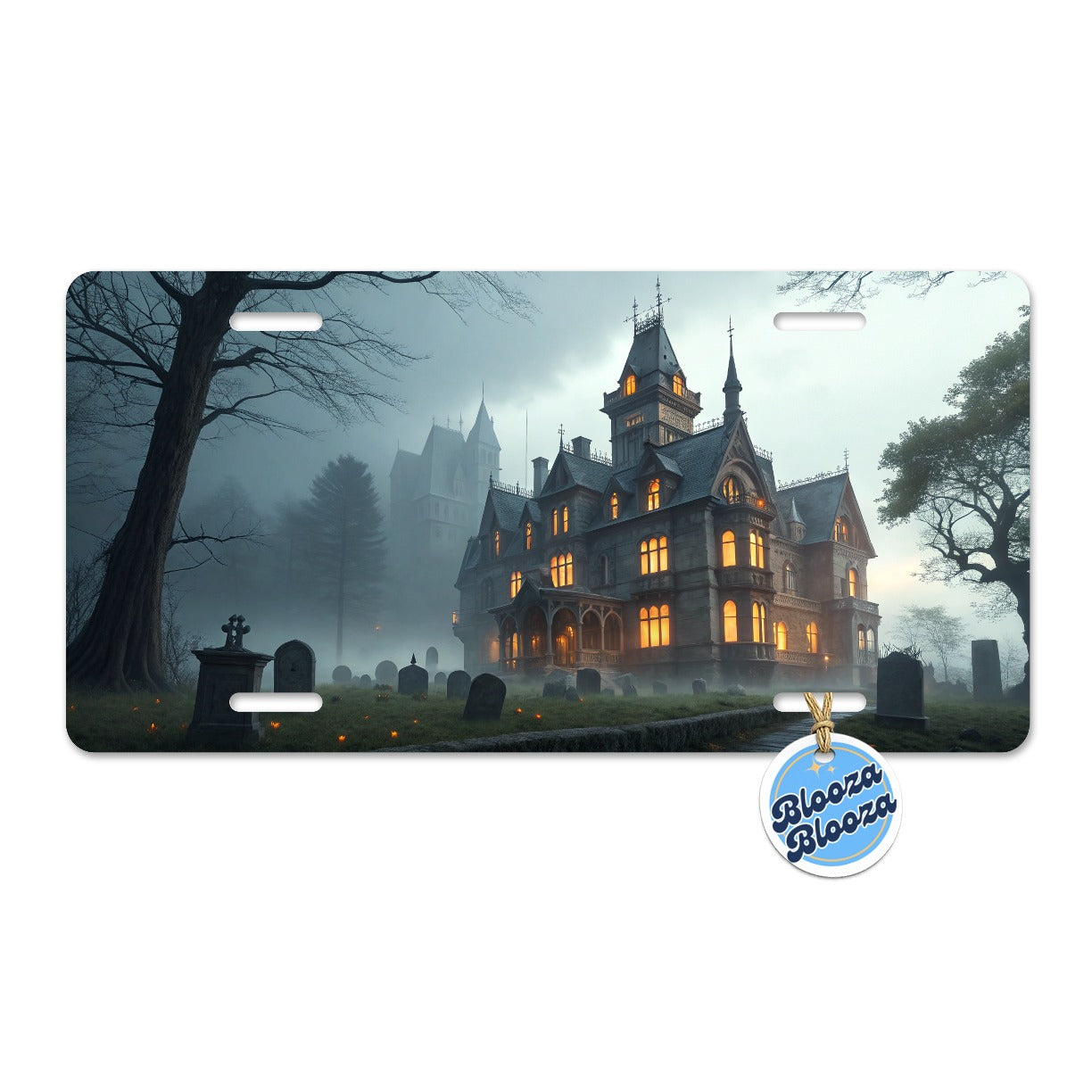 Haunted Victorian Mansion Halloween Metal Vanity Novelty Tag License Plate for Trucks Cars SUVs