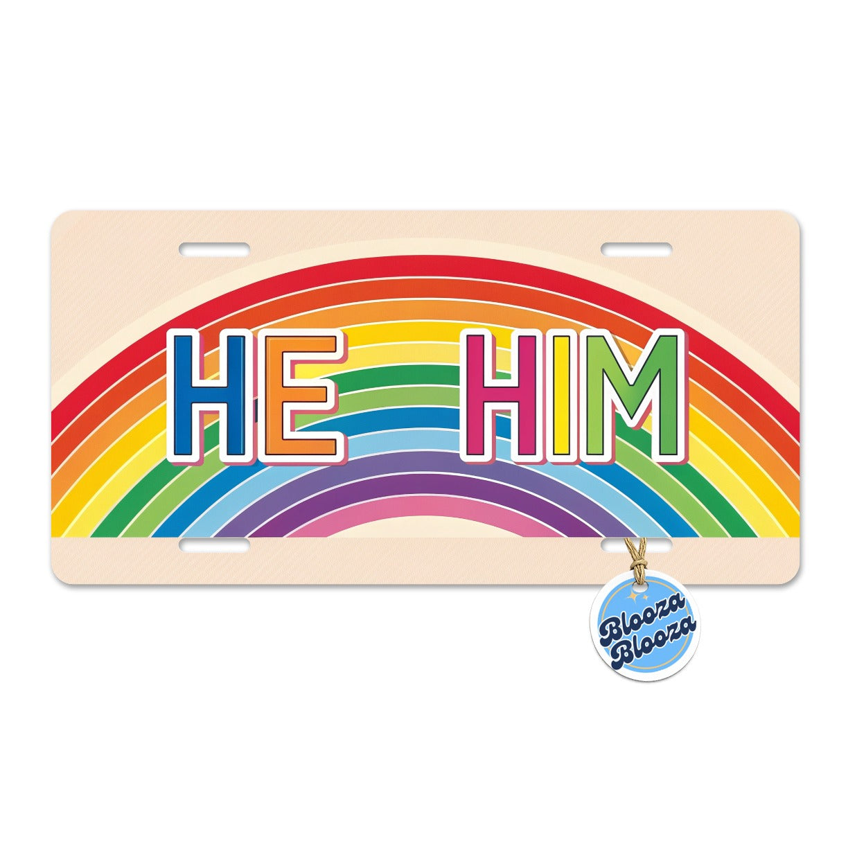 He Him Rainbow Love Pride Metal Vanity Novelty Tag License Plate for Trucks Cars SUVs