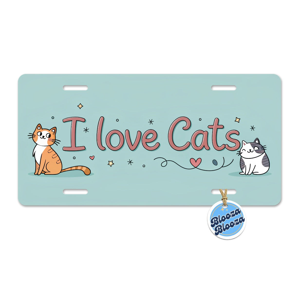 I Love Cats Adorable Metal Vanity Novelty Tag License Plate for Trucks Cars SUVs