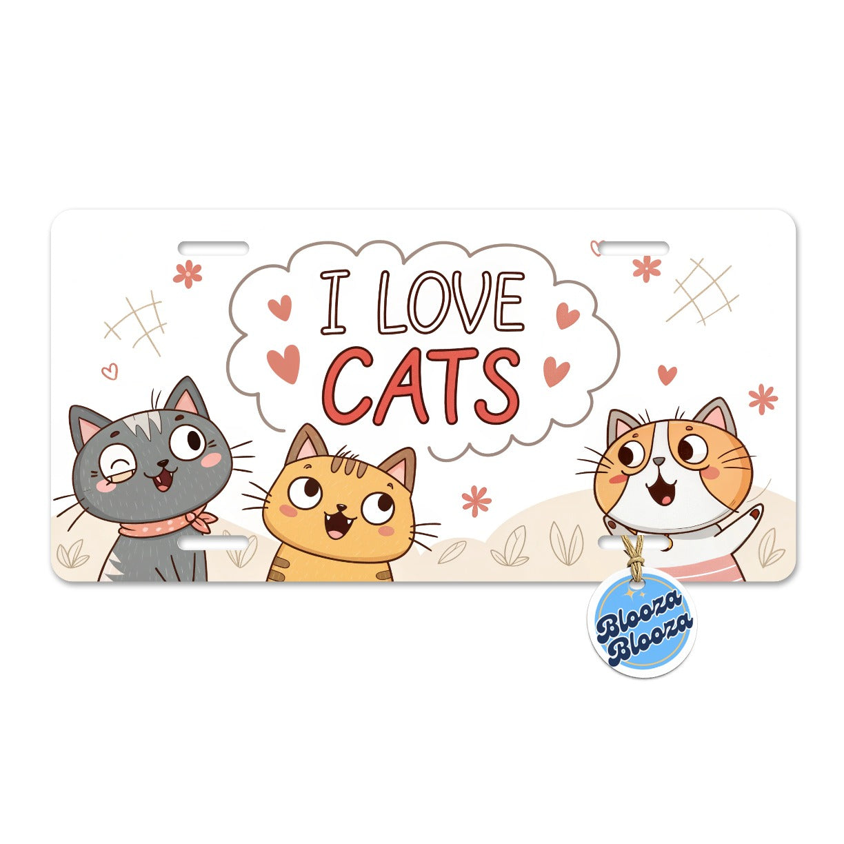 I Love Cats Cute Metal Vanity Novelty Tag License Plate for Trucks Cars SUVs