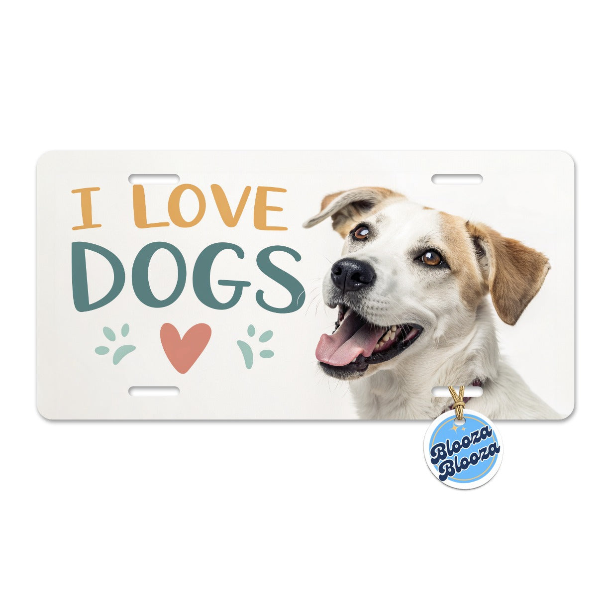 I Love Dogs Heart Metal Vanity Novelty Tag License Plate for Trucks Cars SUVs