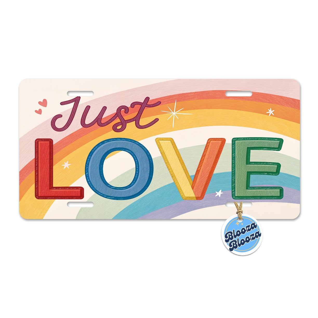 Just Love Rainbow Pride Metal Vanity Novelty Tag License Plate for Trucks Cars SUVs