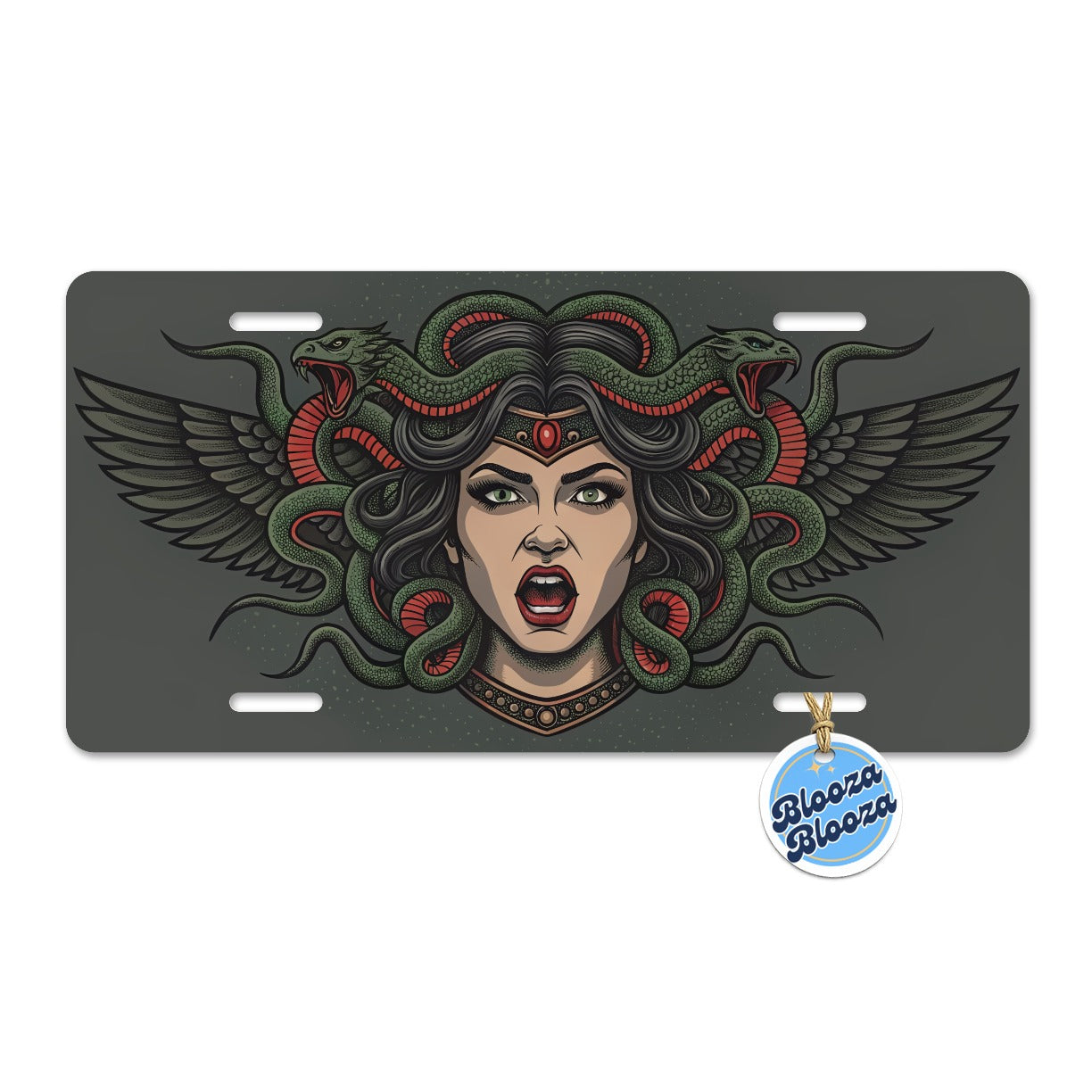 Medusa Gorgon Snake Tattoo Style Metal Vanity Novelty Tag License Plate for Trucks Cars SUVs