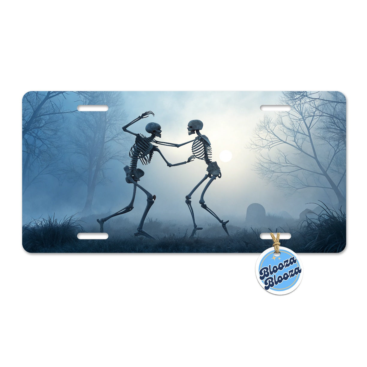 Misty Dancing Skeleton Couple Metal Vanity Novelty Tag License Plate for Trucks Cars SUVs