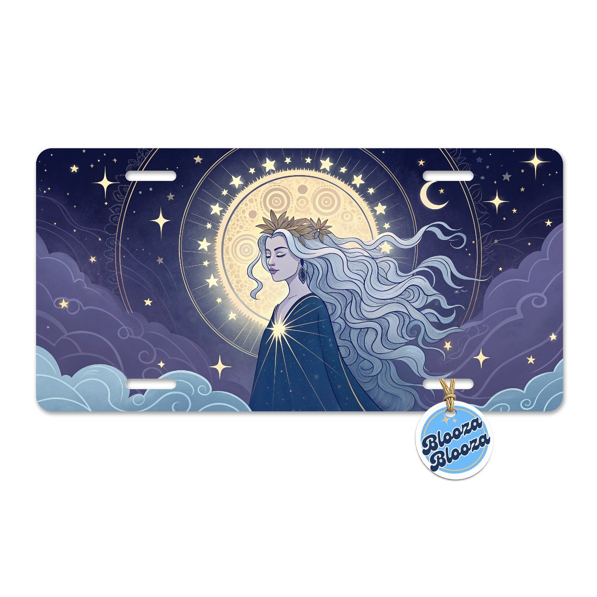 Moon Goddess Cosmic Tarot Metal Vanity Novelty Tag License Plate for Trucks Cars SUVs