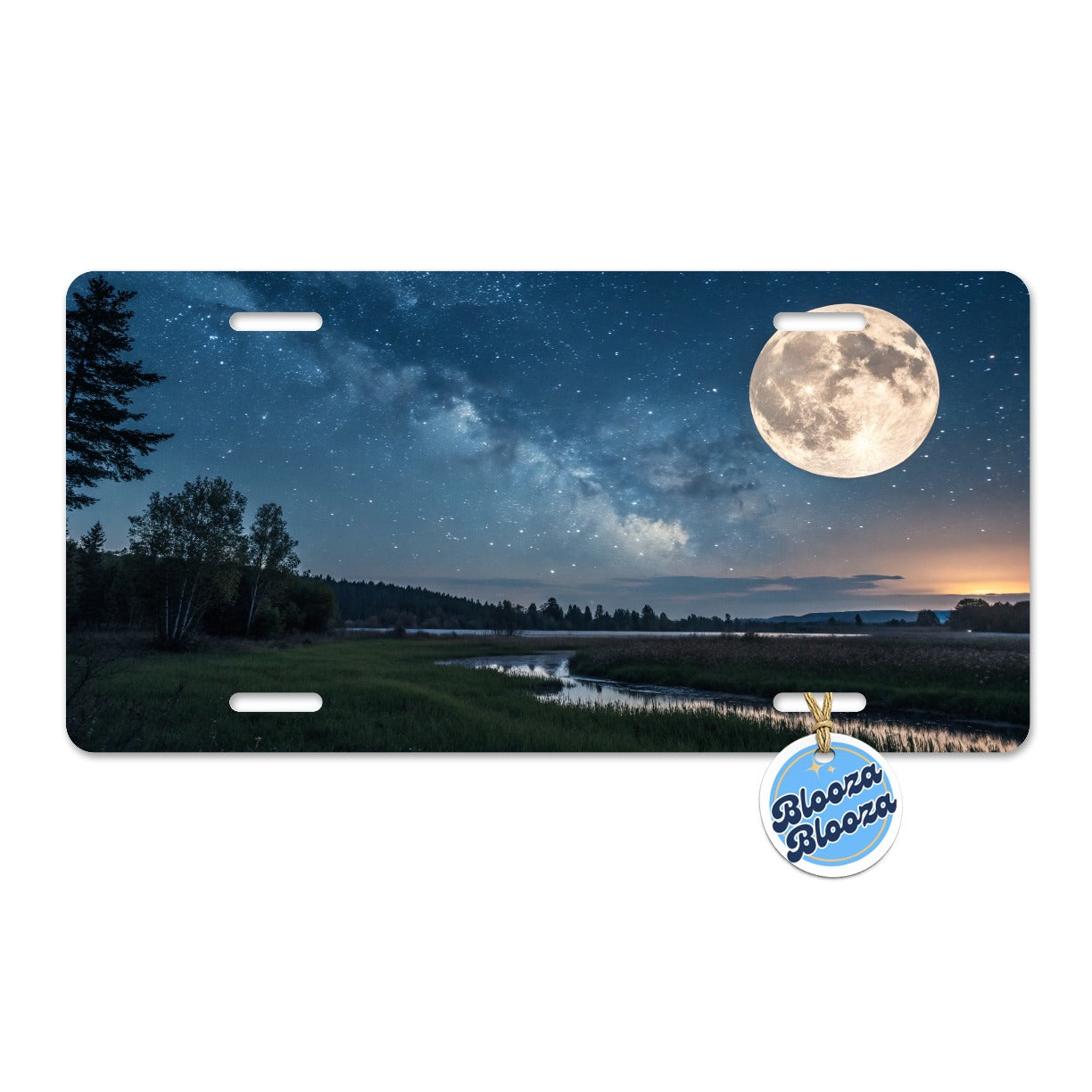 Moonlit River Night Landscape Metal Vanity Novelty Tag License Plate for Trucks Cars SUVs