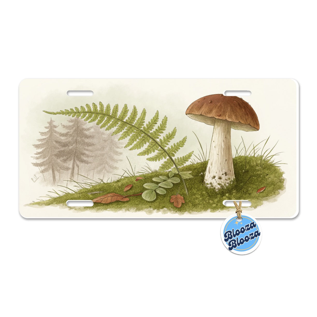 Mushroom Fern Nature Illustration Metal Vanity Novelty Tag License Plate for Trucks Cars SUVs